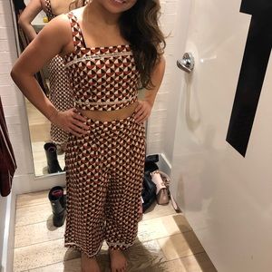 Patterned top and high waisted pants